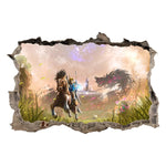 sticker mural 3d dessin animé paysages personnages fantastiques opaques adhésifs chambre bleu vert gris