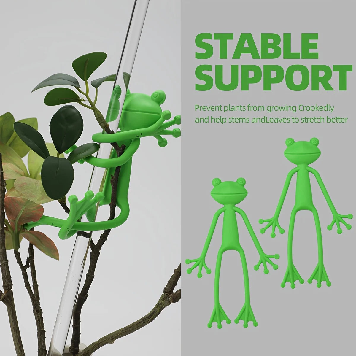 support plante forme grenouille verte plastique pattes articulées mignon adhésif 12 pièces