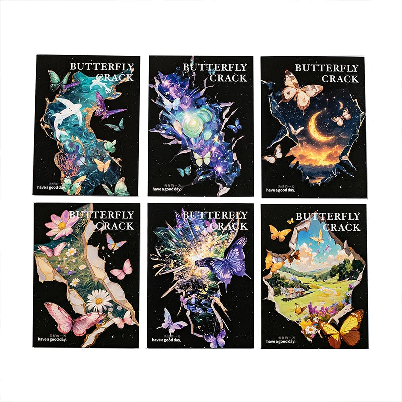 autocollants muraux abstraits papillons fleurs galaxie modernes bleus violets dorés noirs
