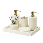 ensemble salle bain marbre blanc doré plateau distributeur savon accessoires