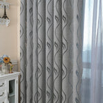 rideau jacquard gris moderne motif vagues polyester opacité inclusion bureauhôtelmaisoncafé