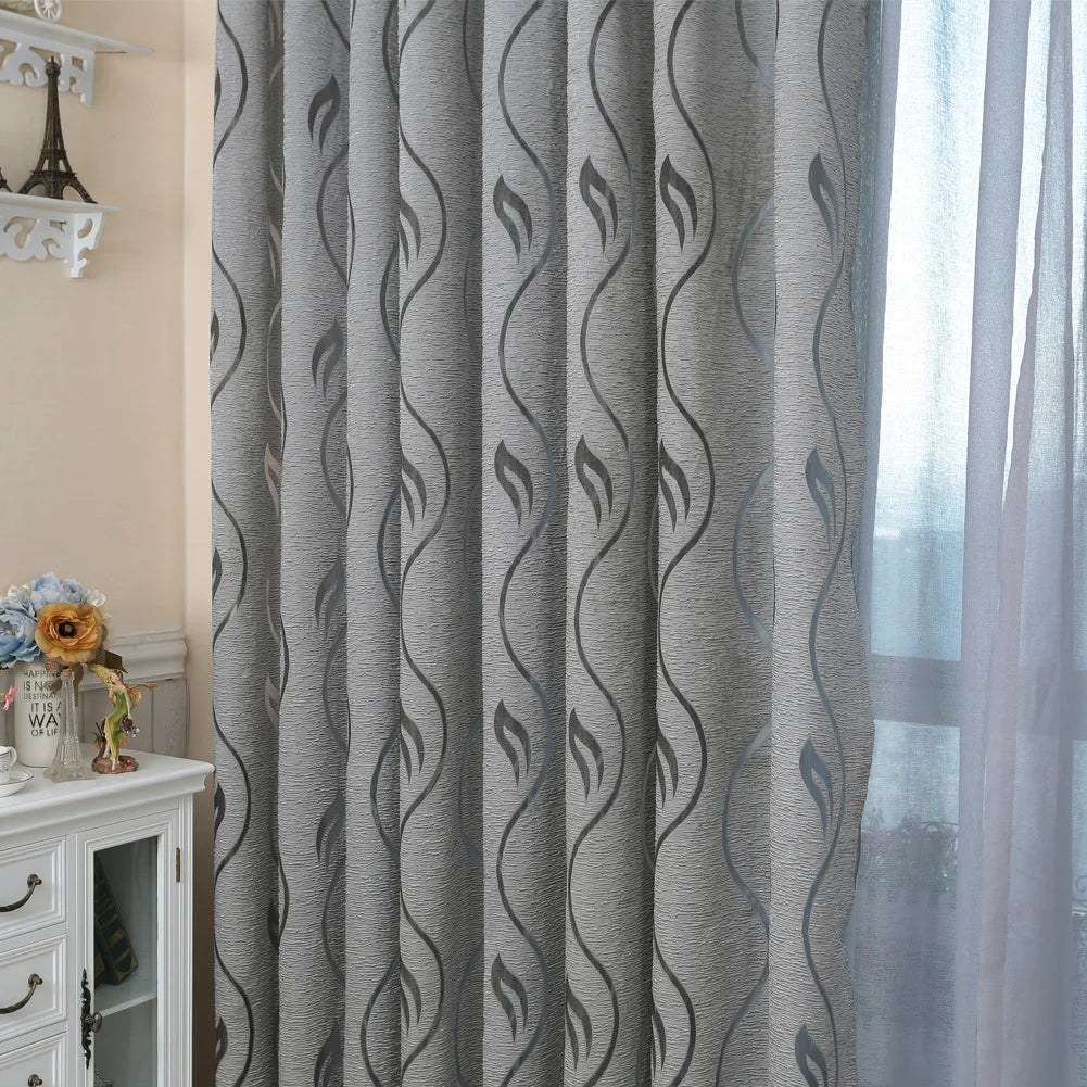 rideau jacquard gris moderne motif vagues polyester opacité inclusion bureauhôtelmaisoncafé