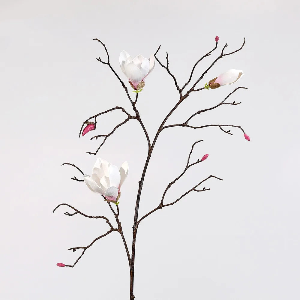 décoration maison branche magnolia artificielle fleurs simples rose blanc minimaliste intérieur