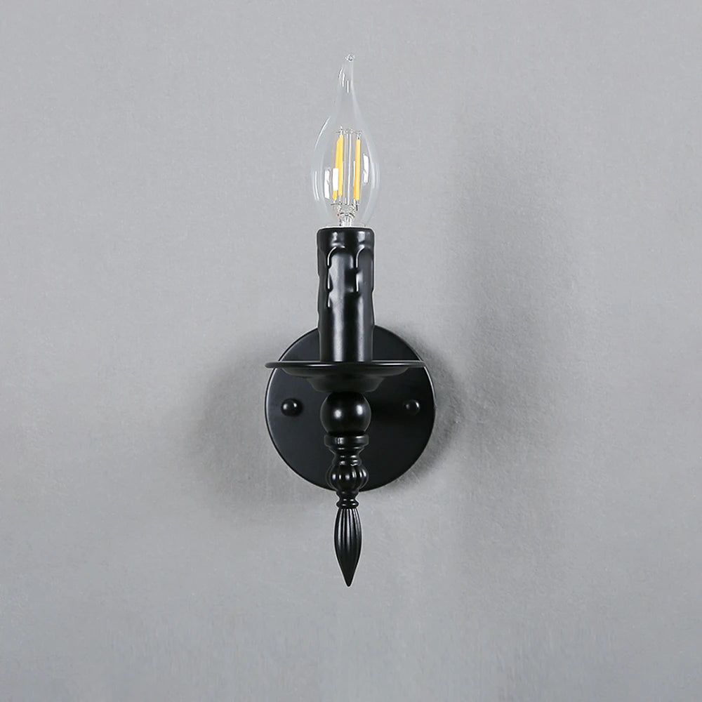 applique murale classique noire fixée mur ampoule filament éclairage quotidien fer lisse traditionnel