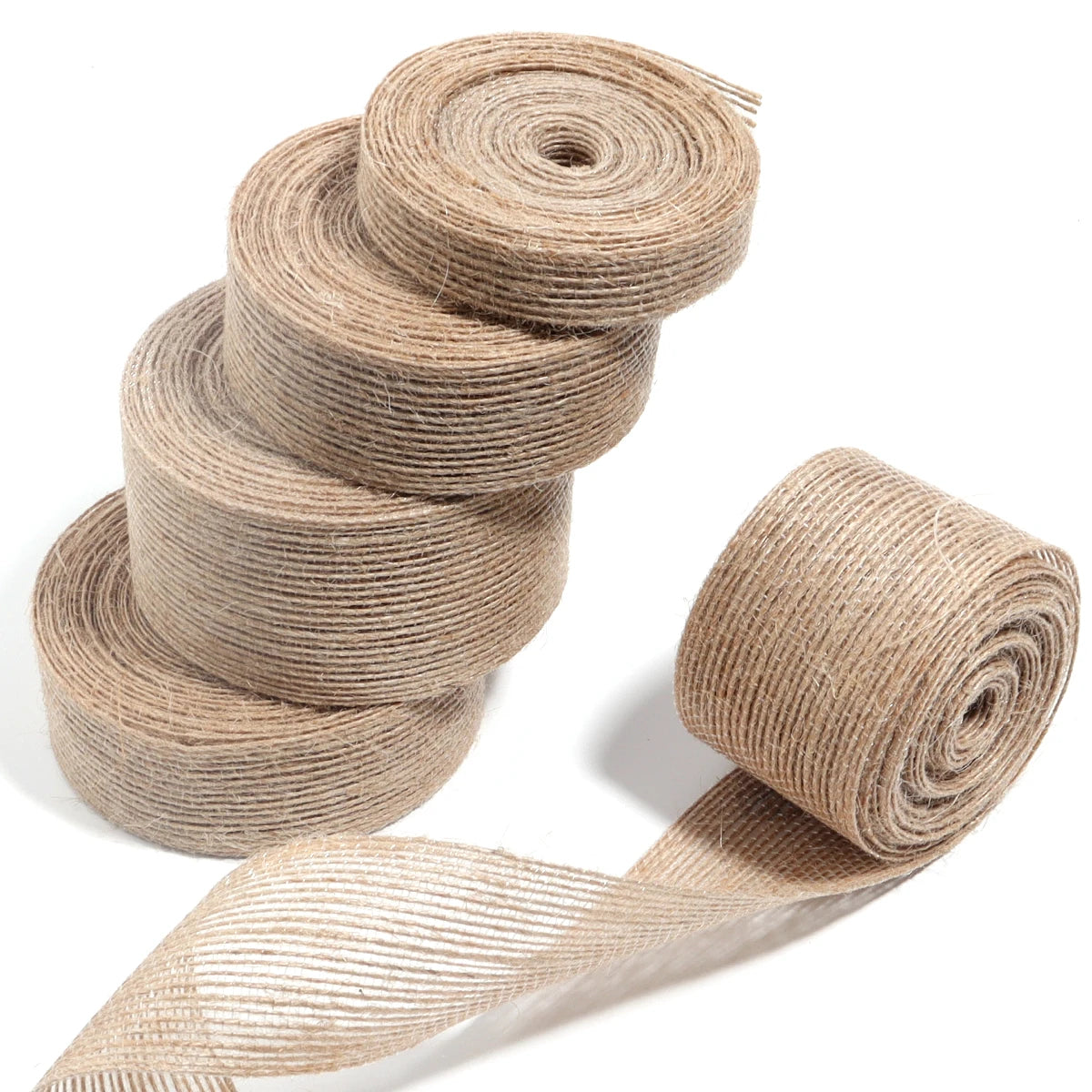ruban décoratif toile jute motifs géométriques beige rustique artisanal emballage décoration mariage