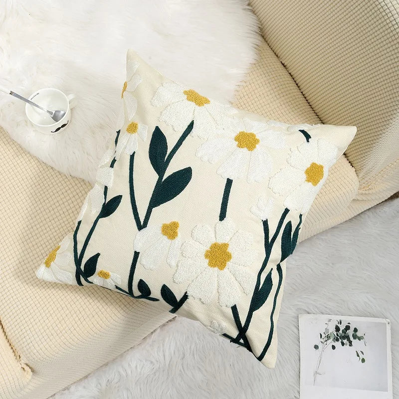 taie d'oreiller carrée moderne motif floral multicolore polyester décoration lit canapé voiture