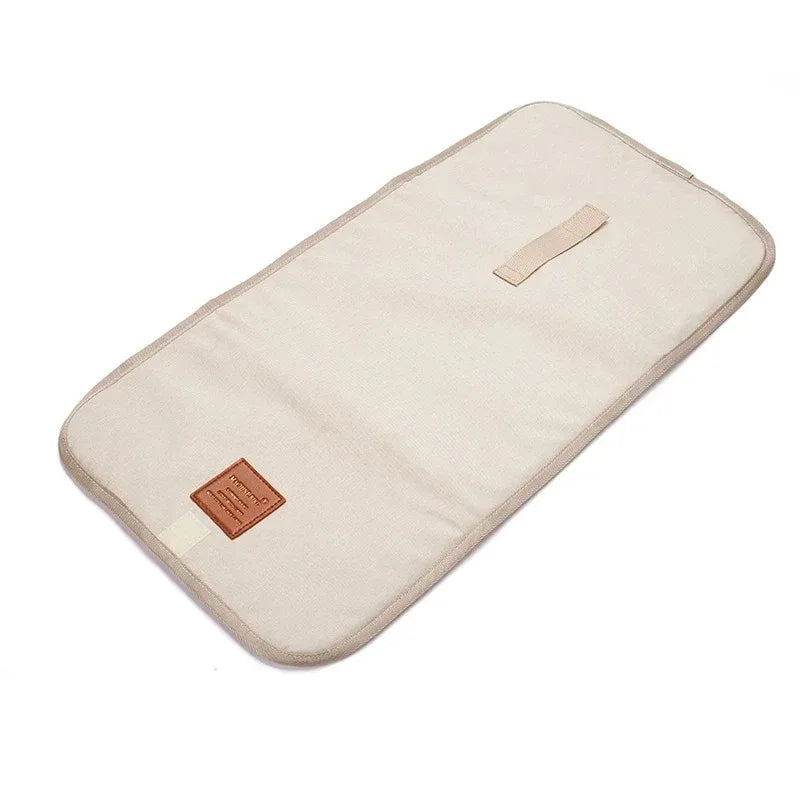 coussin bain bébé toile coton classique portable pliable lavable étiquette cuir poignée amovible beige