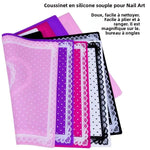 tapis poignet silicone nail art pois cœur dentelle rose noir violet magenta