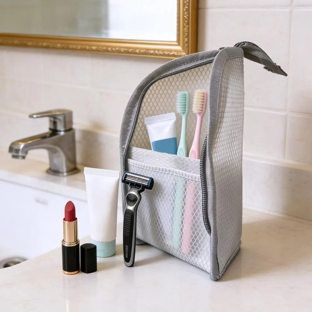 Sac rangement maille imperméable rose moderne brosse dents voyage toilete