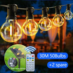guirlande lumineuse solaire extérieure ambrée 41 ampoules globe ip65 patio jardin decoration festive