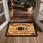 tapis d'entrée imperméable antidérapant marron clair motif camper arbres étoiles personnalisé résistant rides