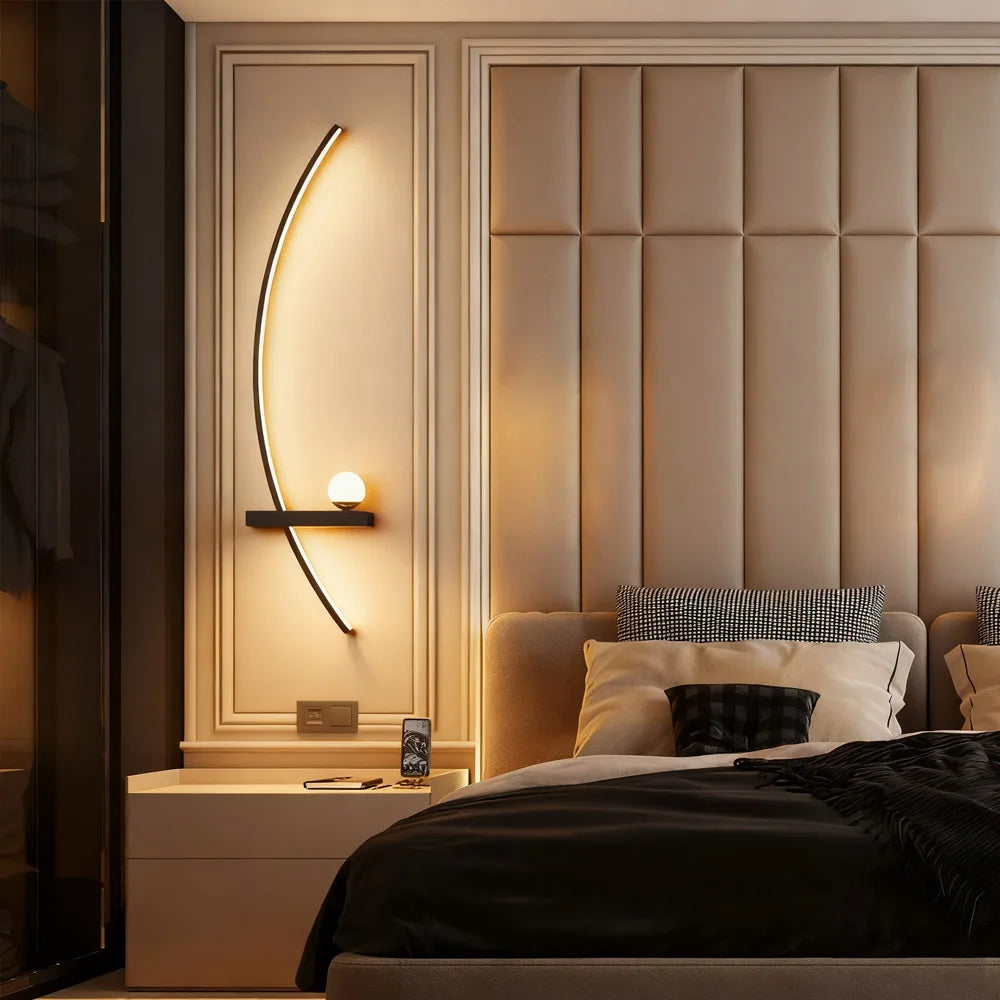 lampes murales modernes étagère noir blanc marbre dimmable 2000lm 105cm