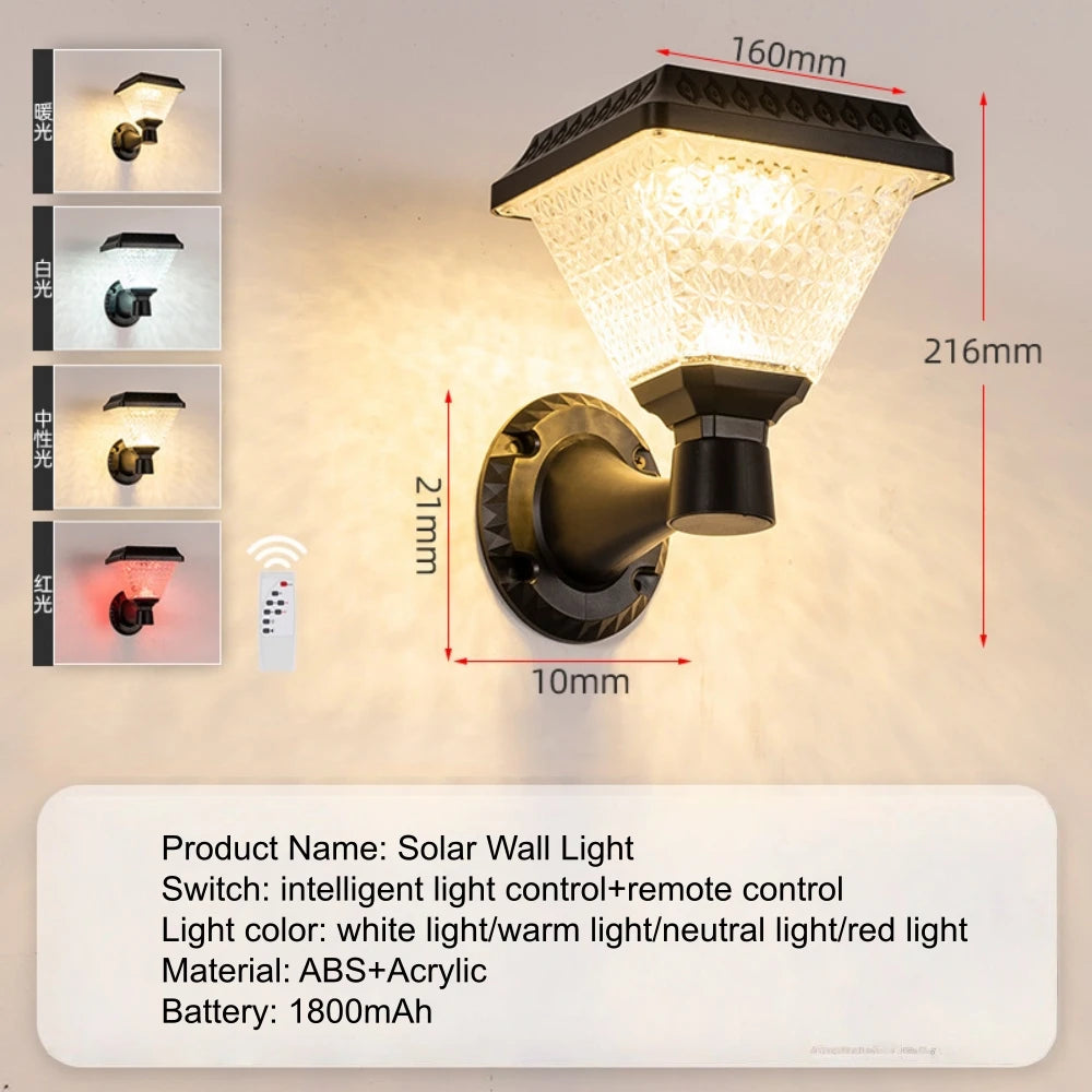 lampe solaire extérieure led moderne télécommande batterie 1800mAh fixée