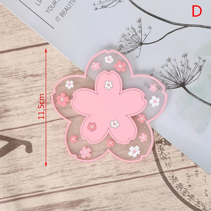 coasters fleurs cerisier silicone transparent non glissant moderne rose blanc table