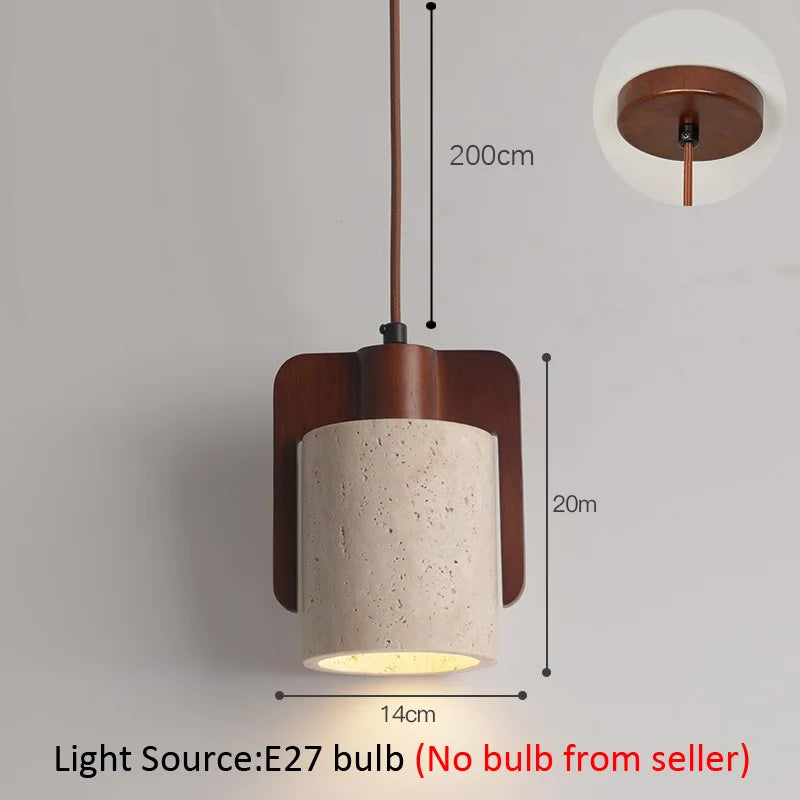 Suspension lumineuse pierre jaune travertin bois marron moderne minimaliste 2000 82000 lumens