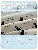 drap housse polyester motif chat noir moderne imprimé shovel faces officer blanc lit chambre