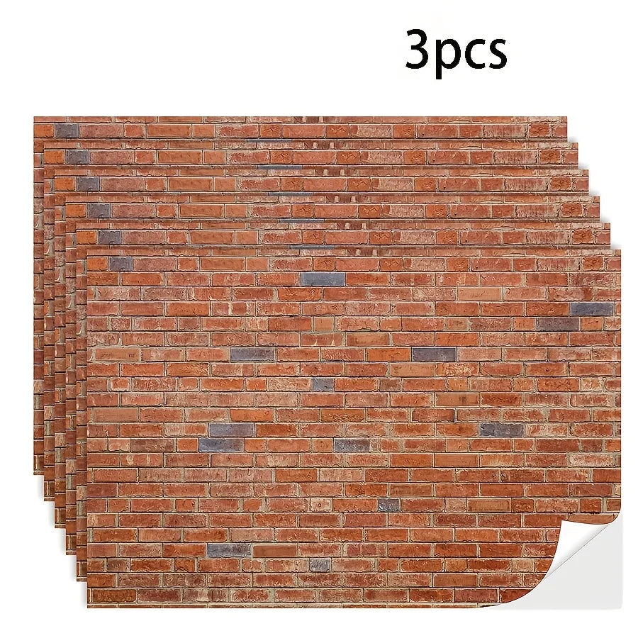 autocollants décoratifs muraux sol papier grain bois motif brique élégants 21cm 28.5cm 3pièces bricolage