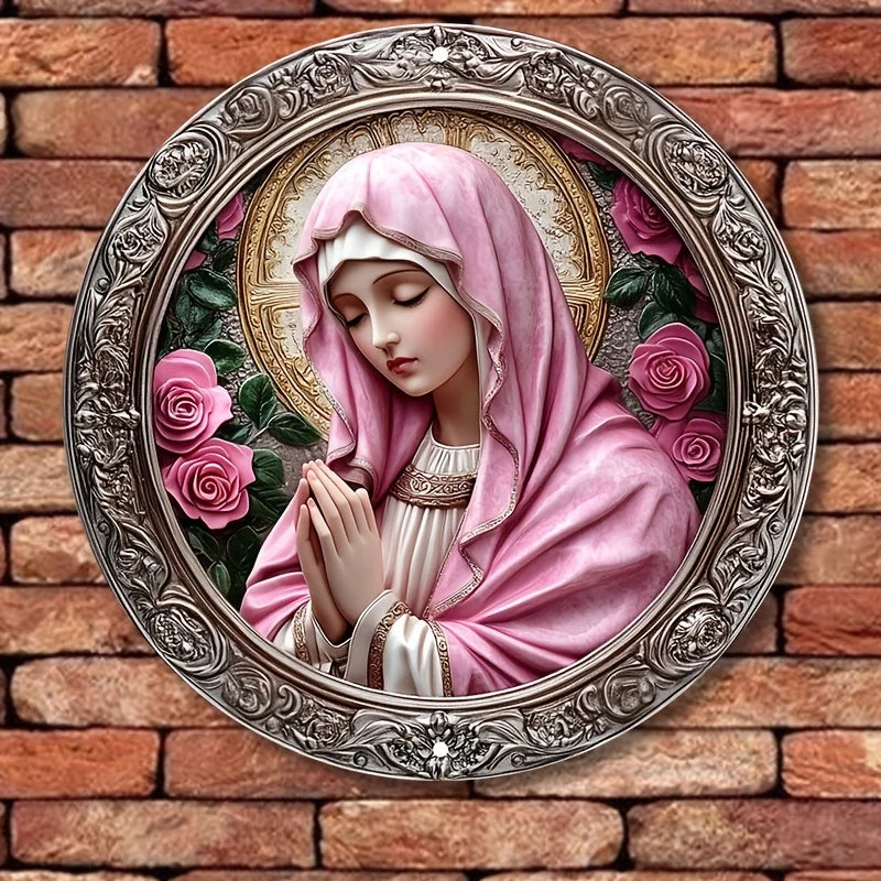décoration murale ronde vierge marie aluminium effet 3d taille 20cm 30cm ornement bracket adhésif