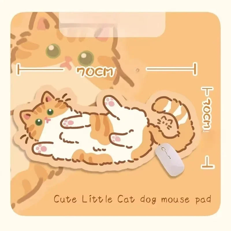 tapis souris chaton dessin animé orange blanc gris rose bleu motifs floraux poissons non