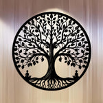 décoration murale métal arbre vie feuilles branches moderne opaque chambre salon