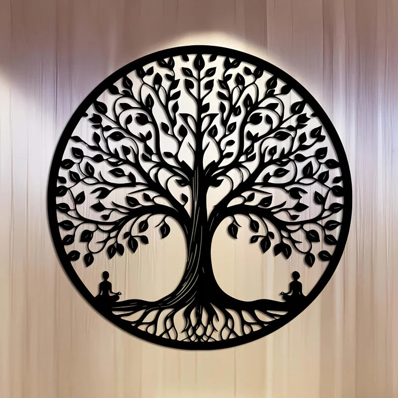 décoration murale métal arbre vie feuilles branches moderne opaque chambre salon