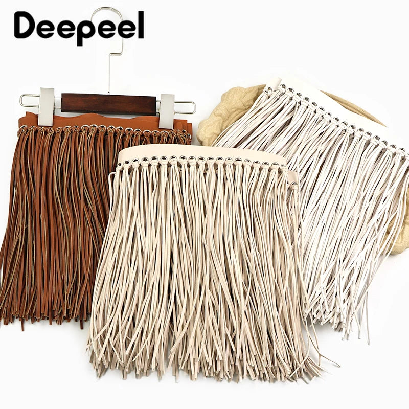franges simili cuir noir boho chic métalliques décoration textile maisonFRINGEDECORATIVE