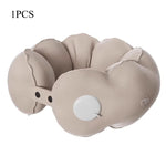 oreiller voyage forme polyester beige doux moderne dégonflement poignée transport confortable suction voyage tranches