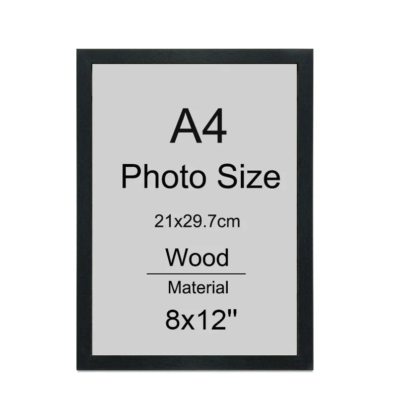 cadre photo bois naturel classique noir marron gris clair a4 maison décoration 21x29.7cm