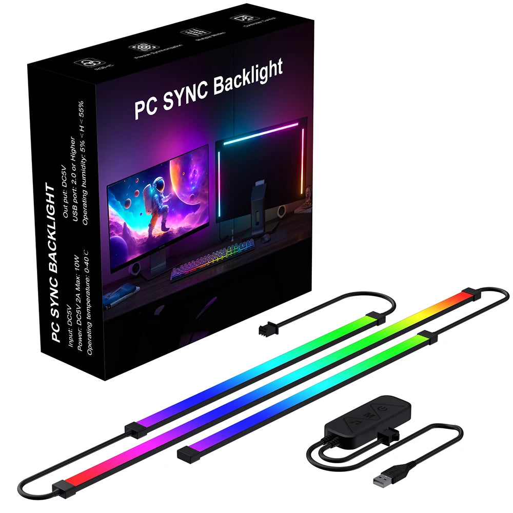 bande lumière led multicolore moderne adhésive contrôleur usb synchronisation d'affichage ramadan événements