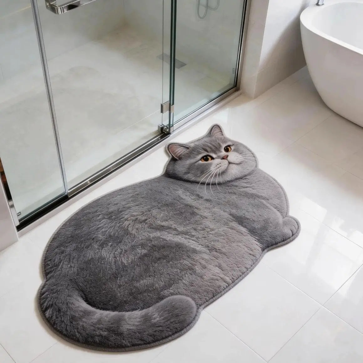 tapis chat imprimé 2d moderne gris noir blanc antidérapant polyester intérieur salon chambre cuisine