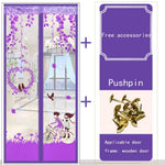 rideau porte magnétique violet fleurs feuilles moderne opacité ventilation anti insectes