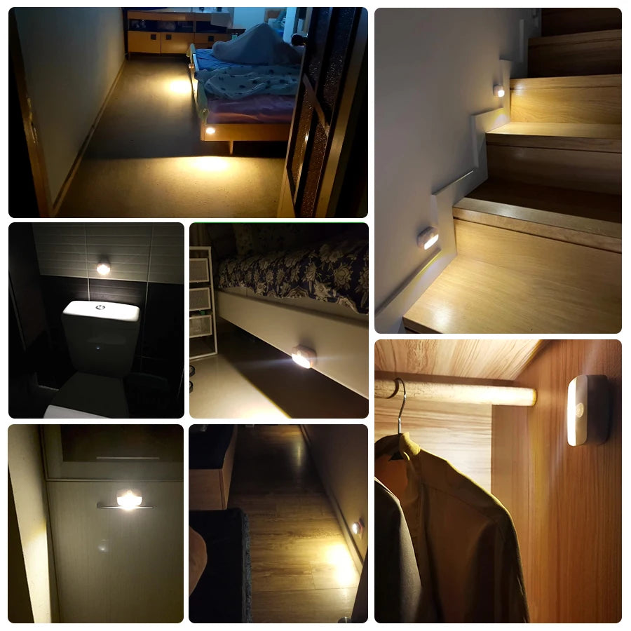 veilleuse led détecteur mouvement blanc moderne adhésif batteries aaa 62x42x22 mm