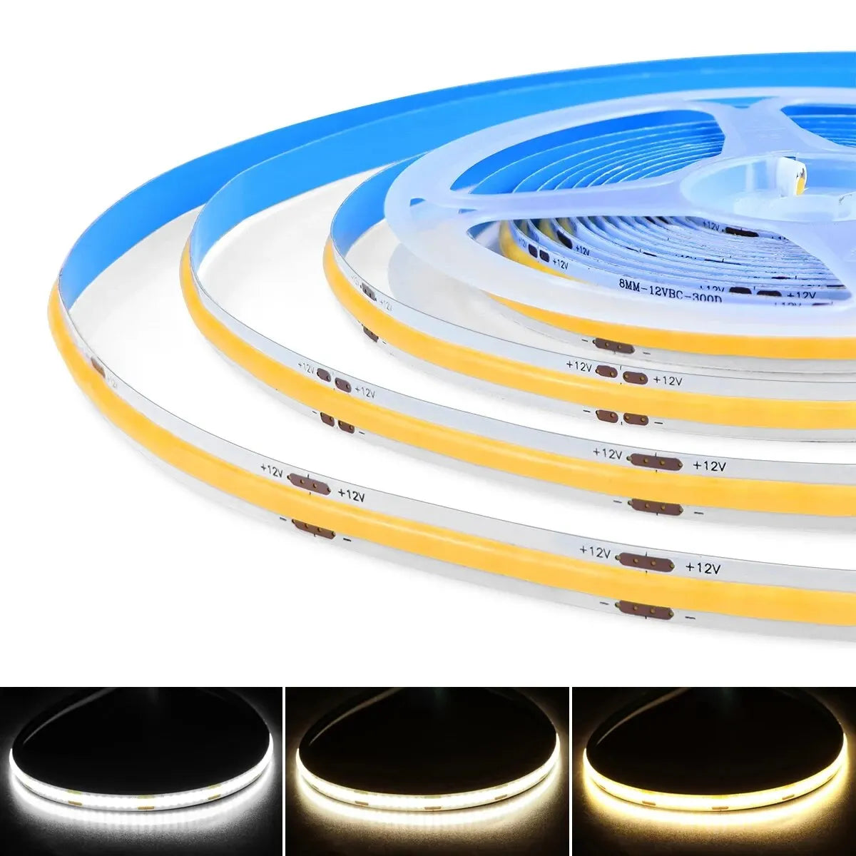 ruban led blanc chaud naturel 3000k 6000k 12v adhésif moderne décoration chambre lumière alignée