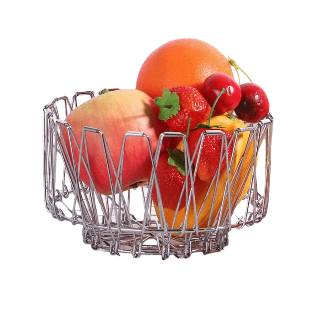 panier métal or argent multiple utilisation moderne minimaliste rechargeable extensible dessert