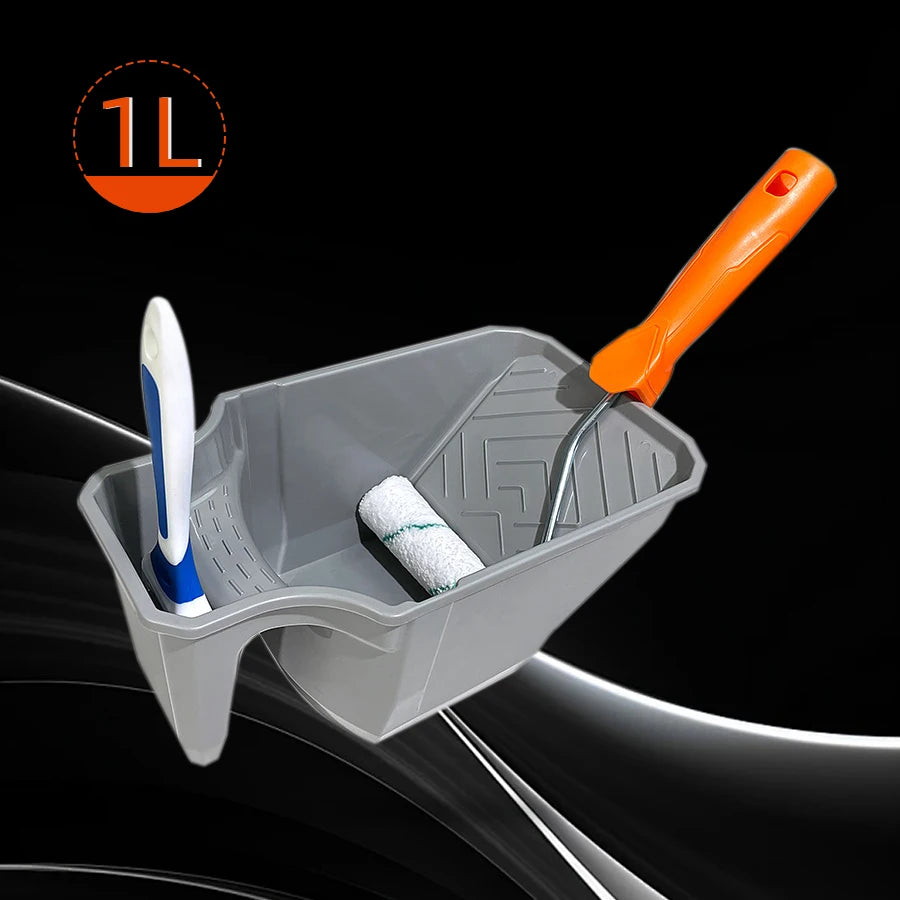 seau peinture couvercle gris clair orange texturé losanges relief moderne utilitaire rouleau pinceau