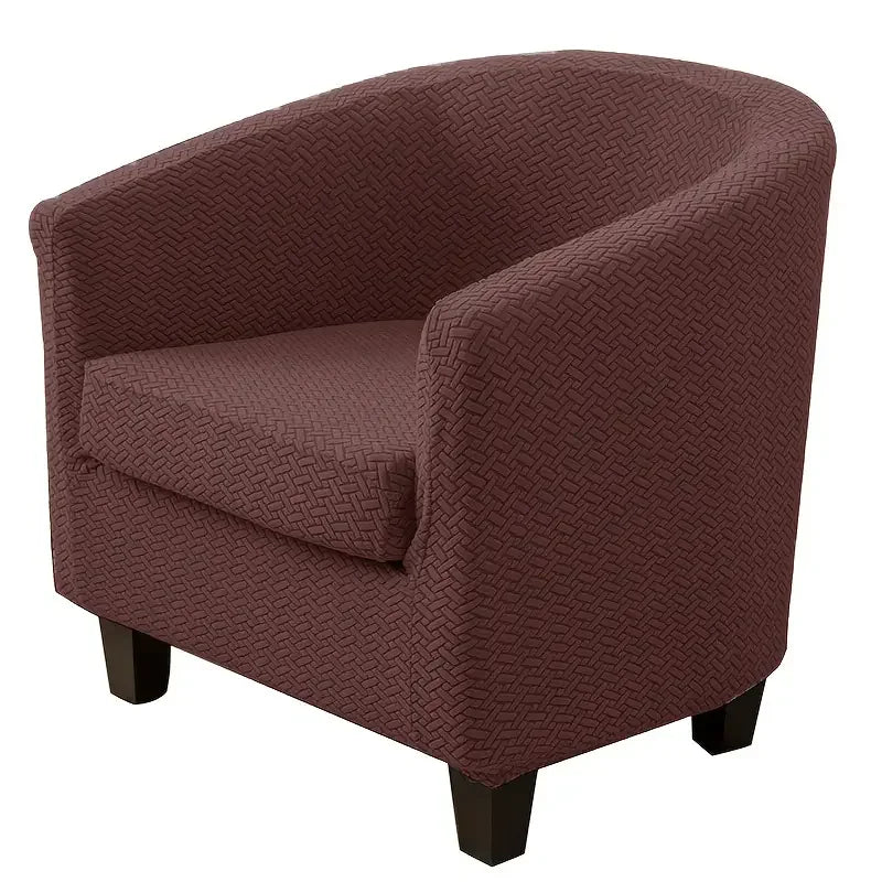 fauteuil moderne housse protectrice tissu motifs géométriques couleur beige gris adhésif fixations machine lavable