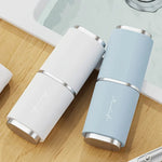 pot brosse dents portable blanc rayures vertes moderne rangement brosse dents voyage étui dentifrice