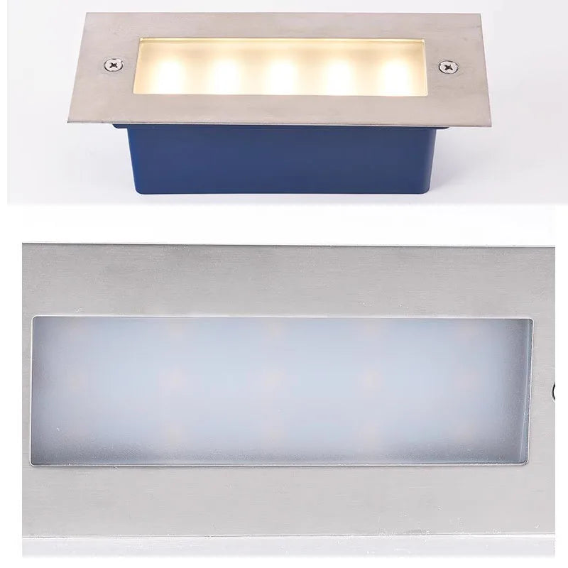 lampe sol moderne bleu argenté led 3w 5w verre trempé ip66 acier poliextérieur