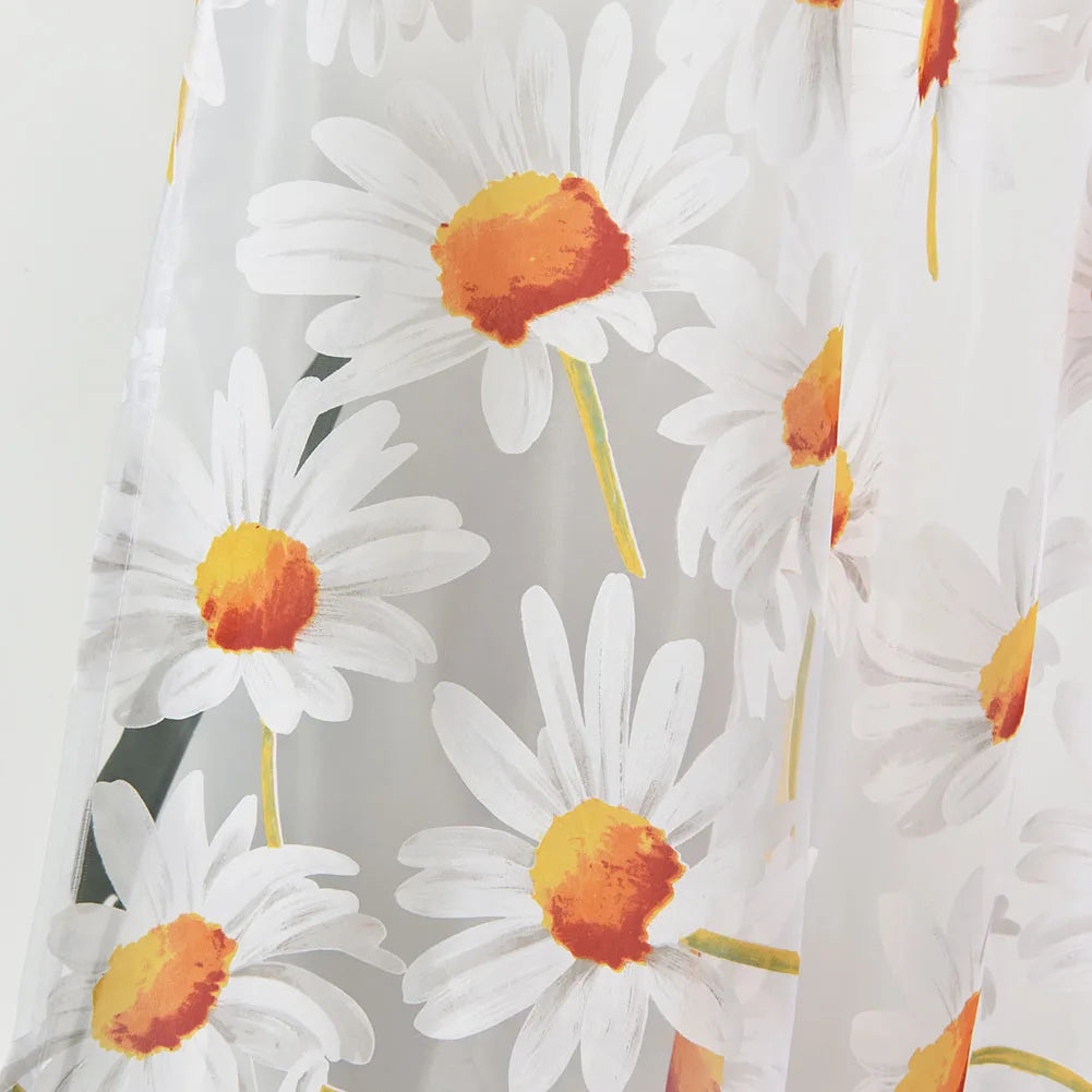 rideau moderne fleurs transparent blanc jaune orange tulle polyester fenêtre extérieureôtel