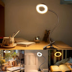 lampe flexible led usb 360° pince protection yeux éclairage lecture étude chambre noire moderne