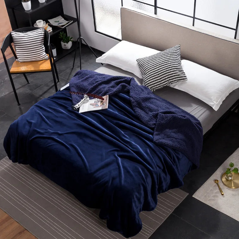couverture polyester velours bleu marine hiver moderne portable hospitalière