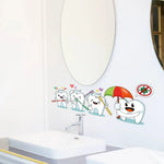 autocollant mural cartoon dents brosse dents cœurs interdit virus enfantin