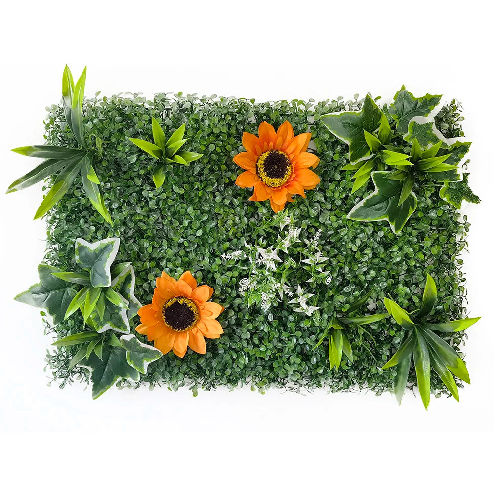 mural végétal artificiel feuilles fleurs moderne extérieur intérieur vert blanc