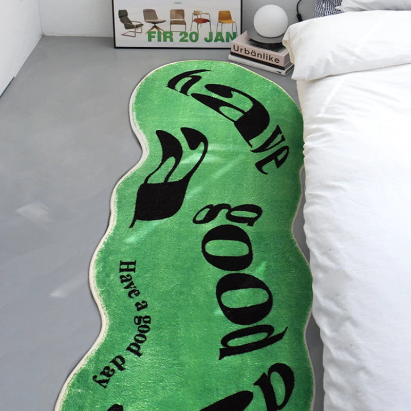 tapis polyester motif tasses have good day blanc noir moderne minimaliste