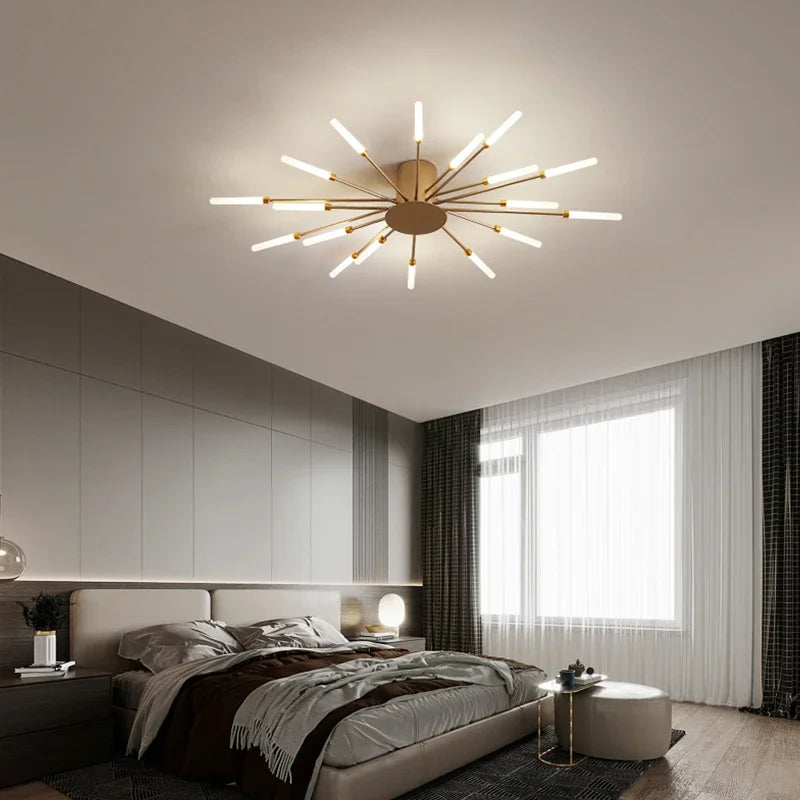 plafonnier moderne or noir lumineux éclairage quotidien acier certifié ccc 249 2000 lumens
