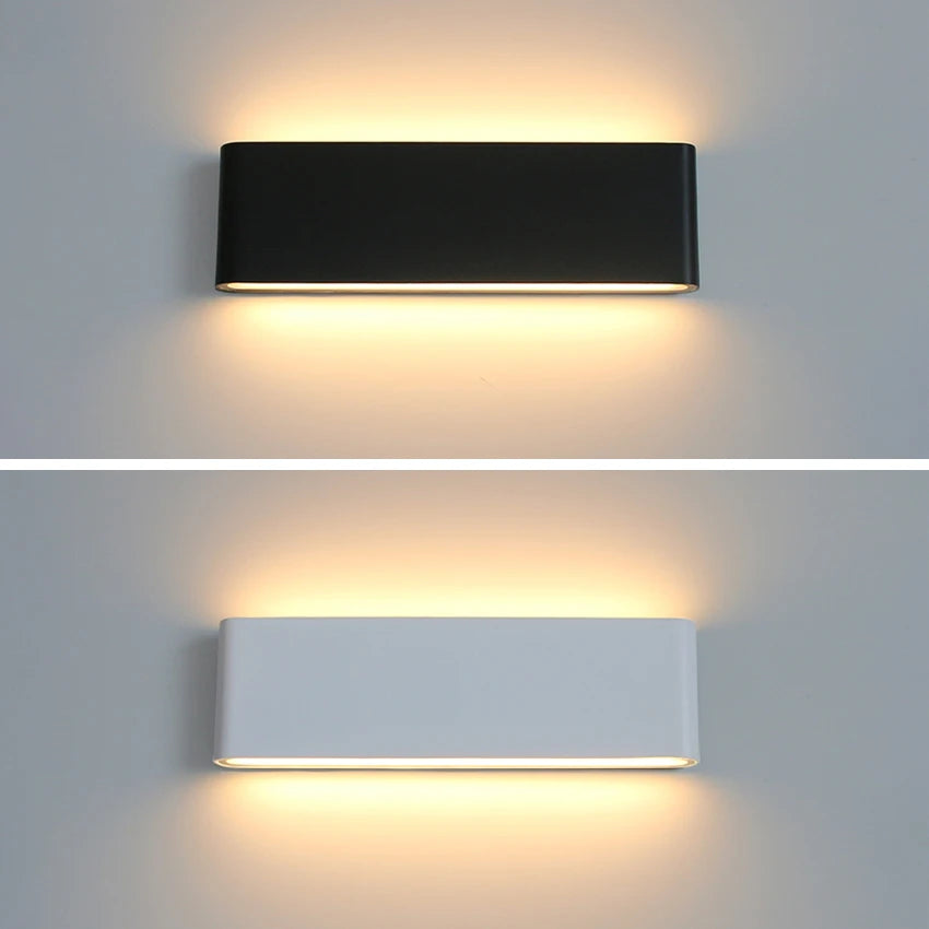 éclairage led moderne applique murale 30cm ip65 verre trempé noir blanc aluminium