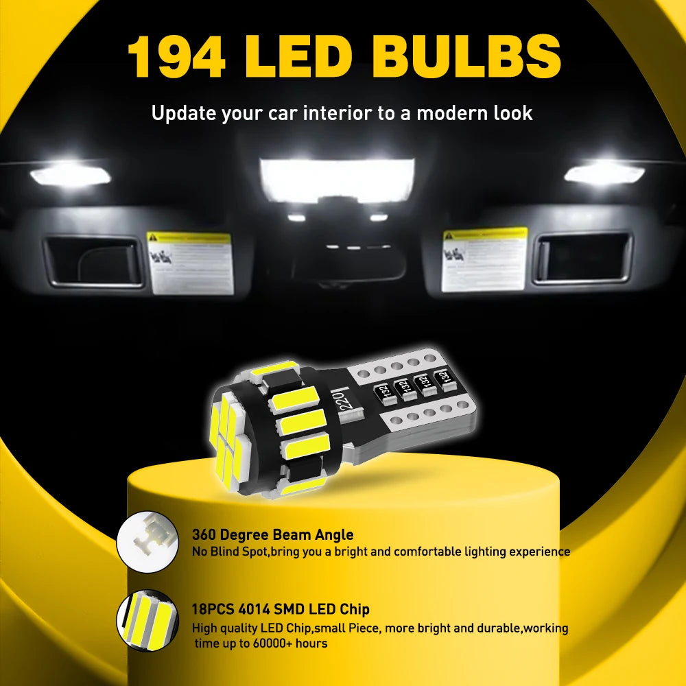 ampoules led blanc modernes plug and play 18pcs 4014 smd high brightness intérieur voiture