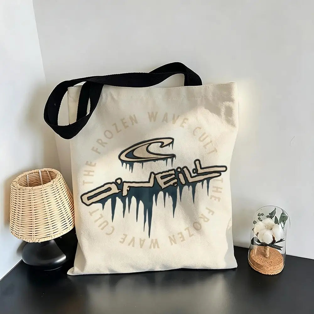 sac toile o'nell bleu blanc vague stylisée réutilisable moderne casual