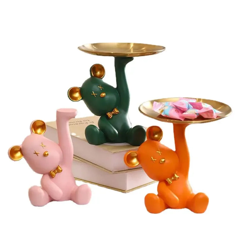 porte clés support bijoux résine teddy bear oreilles dorées vert rose orange blanc contemporain