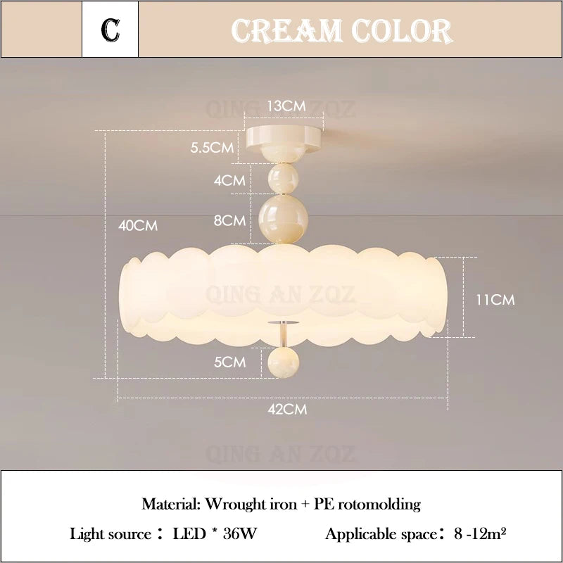 lampe suspendue rose clair nuage texture minimaliste vis fixation base abatjour ampoule led chambre